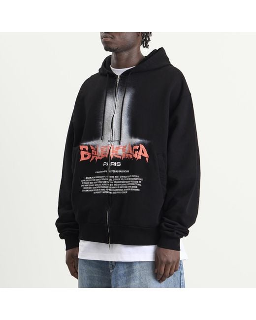 Balenciaga Black Oversized Zip-Up Hoodie for men