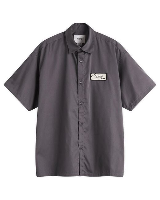 (w)taps Gray Logo Work Shirt for men