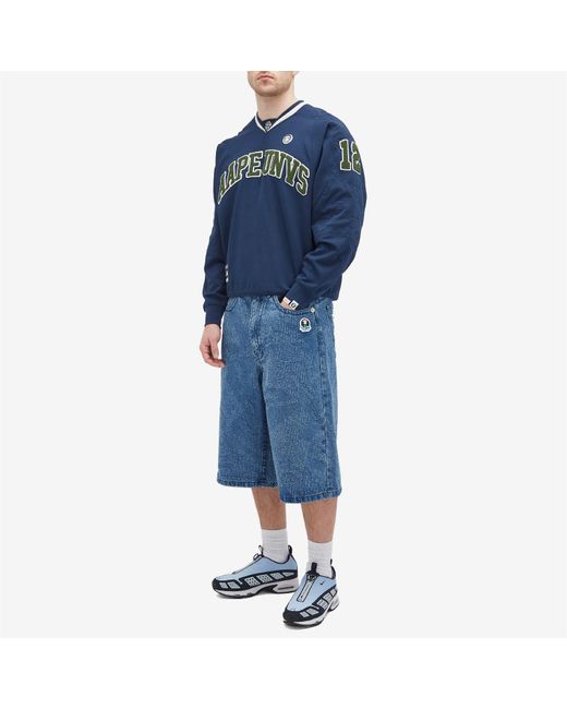 Aape By A Bathing Ape Blue Aape Jacquard Denim Shorts for men