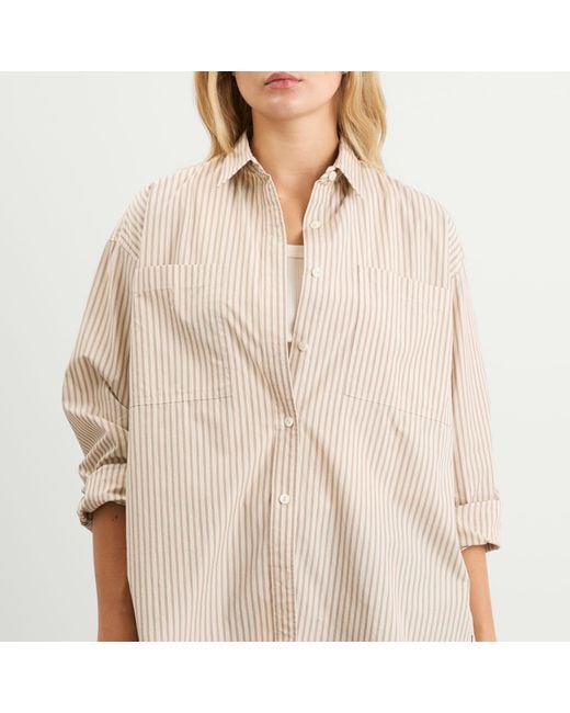 NOTHING WRITTEN Natural Toro Oversized Stripe Shirt