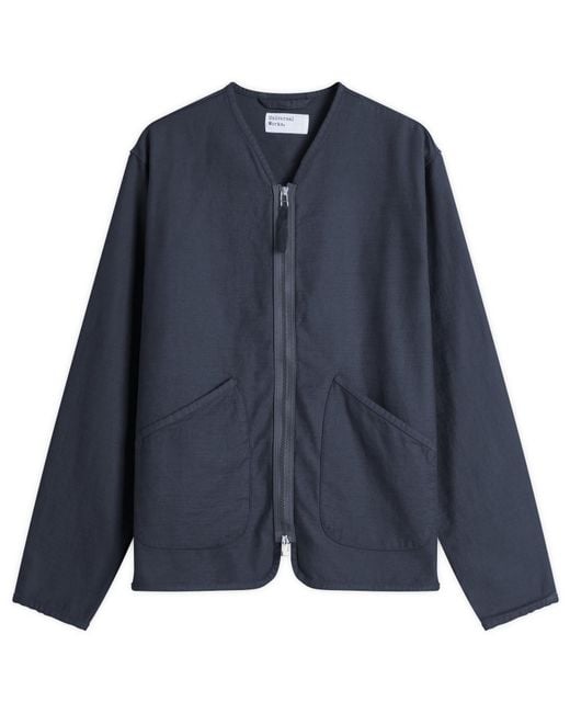 Universal Works Blue Slub Sateen Zip Liner Jacket for men