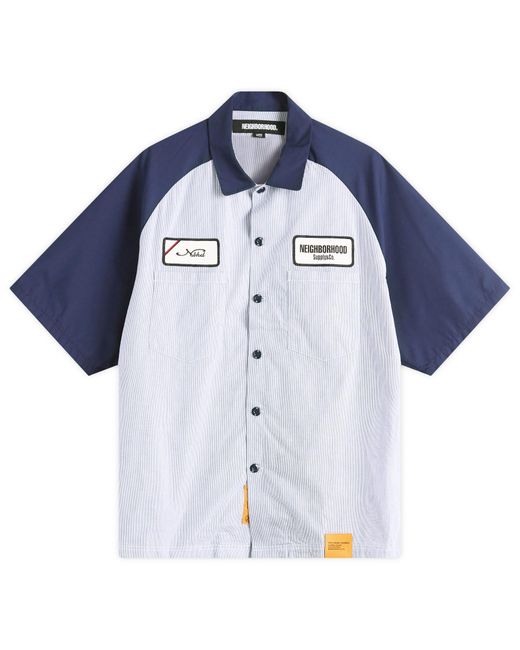 Neighborhood Blue Classic Stripe Short Sleeve Work Shirt for men