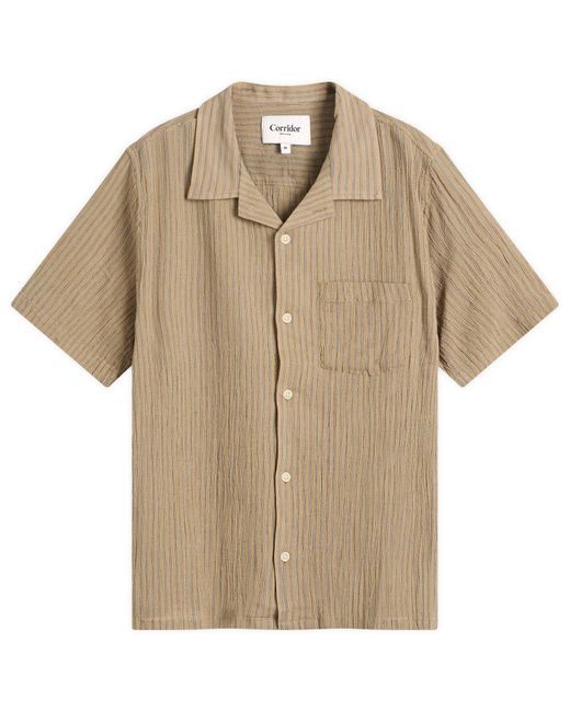 Corridor NYC Natural High Twist Stripe Short Sleeve Camp Shirt for men