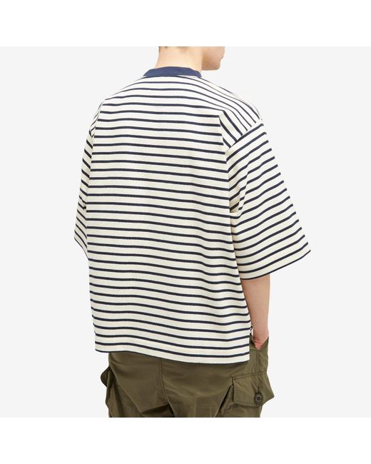 And Wander White Stripe Pocket Half Sleeve T-Shirt for men