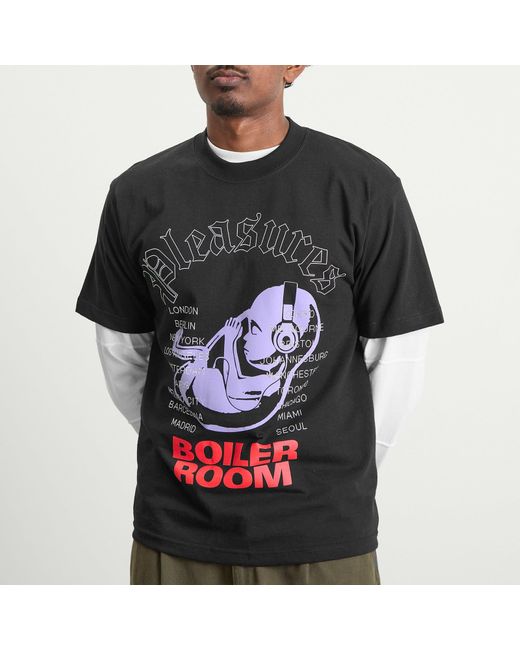 Pleasures Black X Boiler Room Headphone T-Shirt for men