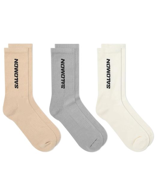 Salomon White Everyday Crew Sock 3-pack for men