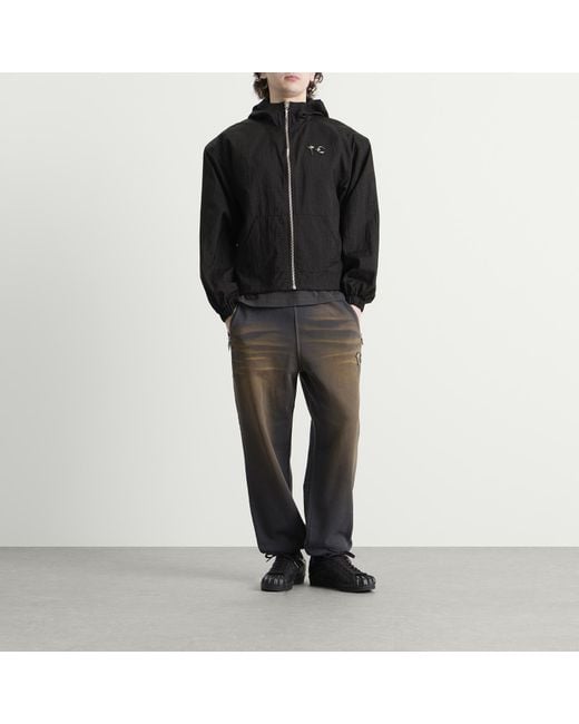 THUG CLUB Black Nylon Hooded Jacket for men
