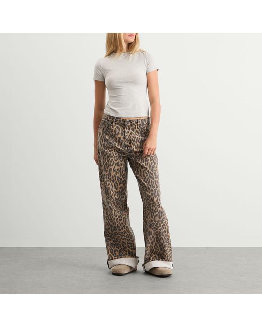 GOOD AMERICAN Gray Good Standard Ease Leopard Jeans