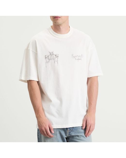 Represent White Hand Drawn Thoroughbred Dogs T-Shirt for men