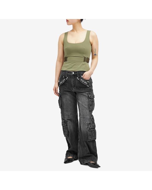 M I S B H V Blue Harness Cargo Trousers