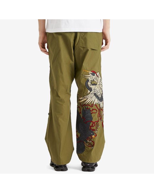 Maharishi Green Crow & Heron Loose Embroidered Snopants for men