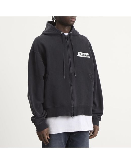 Balenciaga Black Masking Tape Jersey Zip Up for men