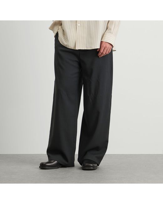 AMI Gray Light Wool Twill Elastic Pants for men