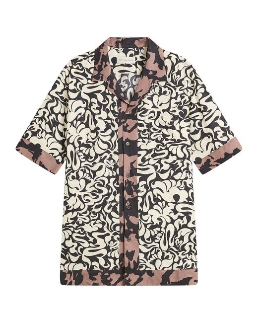 Dries Van Noten Black Squiggle Border Print Shirt for men