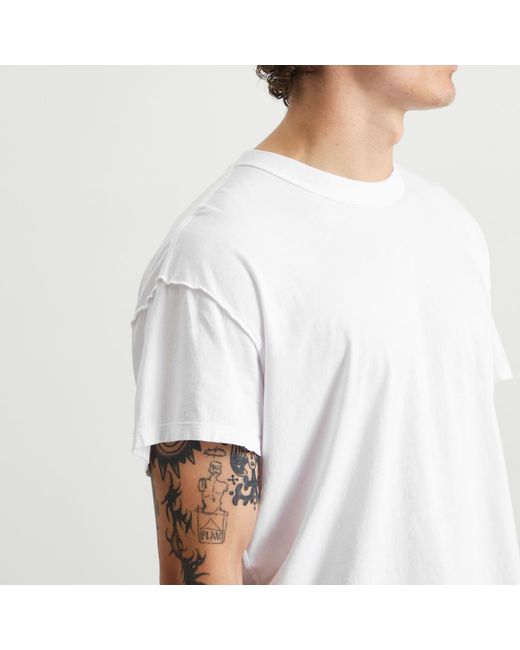 Les Tien White Lightweight Inside Out T-Shirt for men