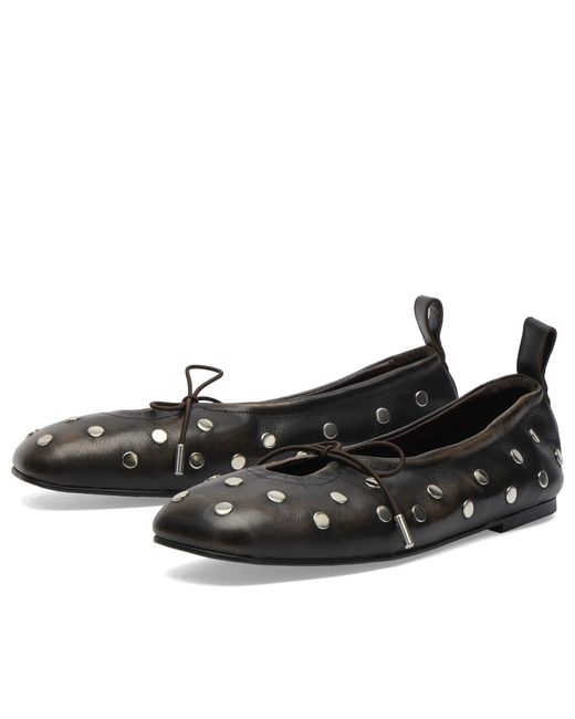 Alohas Black Rosalind All Studs Leather Ballet Flats