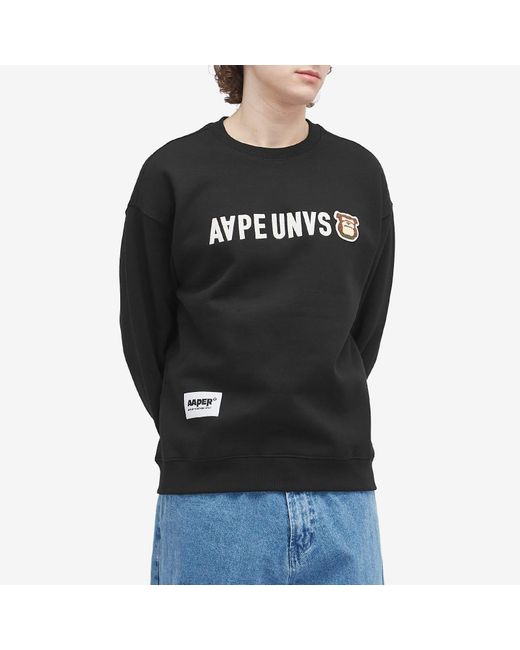 Aape By A Bathing Ape Black Aape Unvs Dog Sweatshirt for men