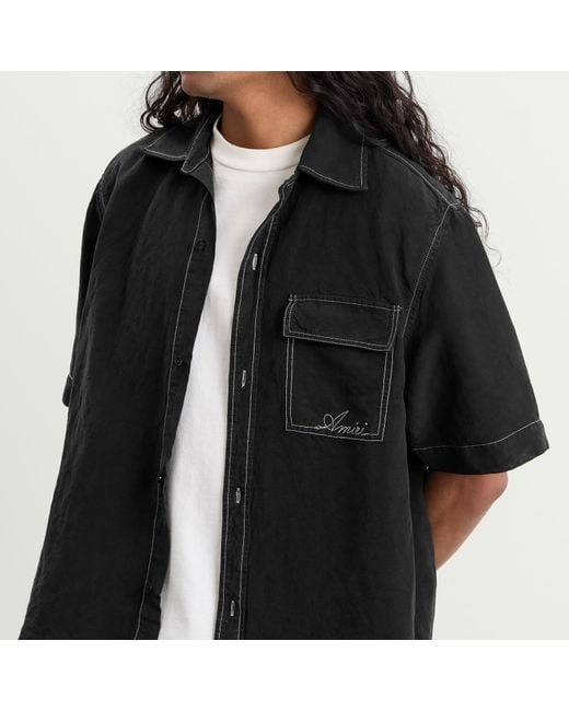 Amiri Black Script Linen Shirt for men