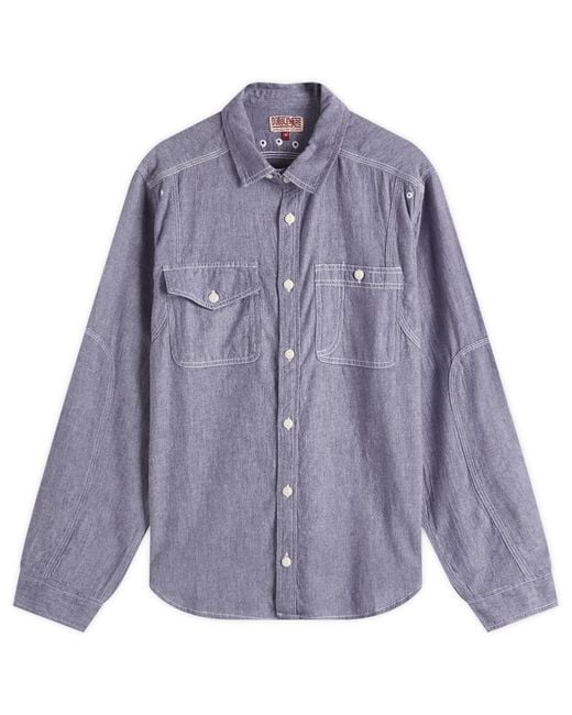 Dubbleware Blue Brockton Reinforced Chambray Shirt for men
