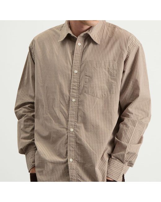 Norse Projects Natural Ole Oversize Poplin Check Shirt for men
