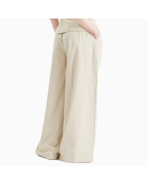 St. Agni Natural Pinstripe Wool Drawstring Trousers