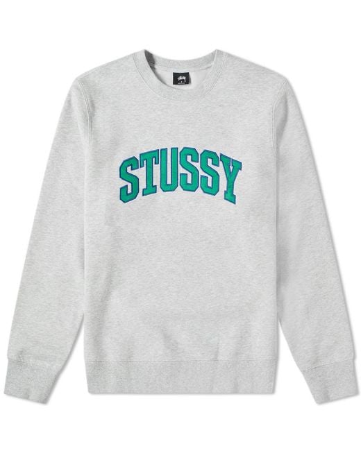Stussy Gray Arch Logo Sweatshirt for men