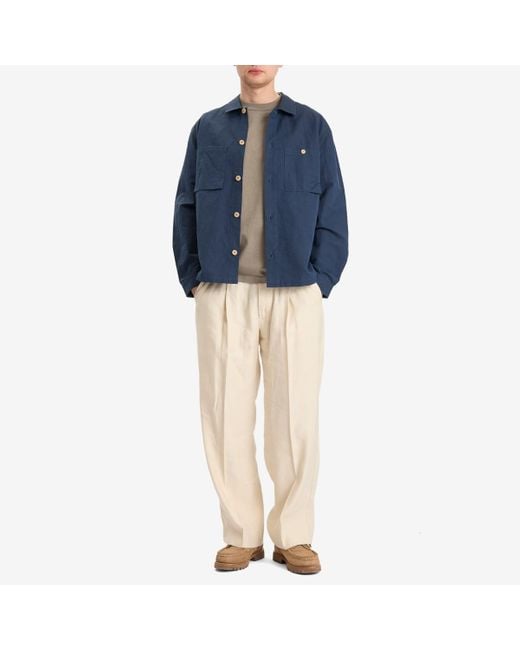 Folk Blue Anniversary Patch Overshirt for men