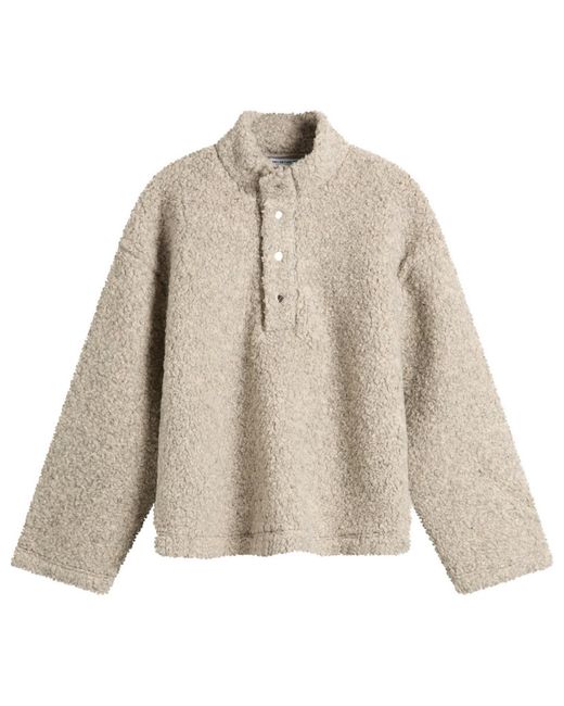 MKI Miyuki-Zoku Natural Wool Fleece Quarter Button Up for men