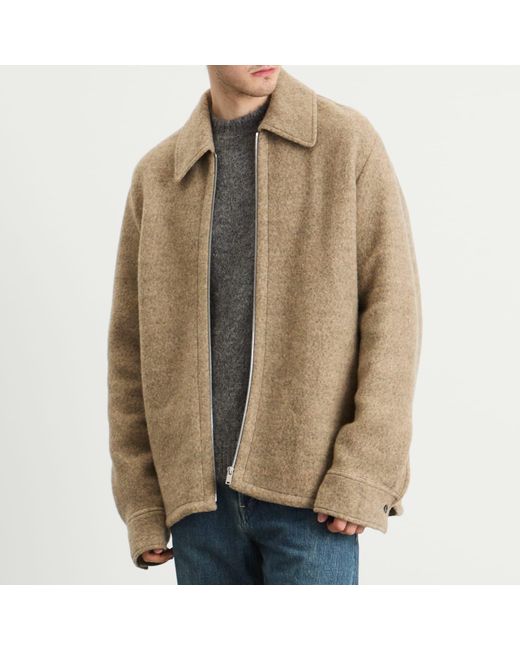 Jil Sander Natural Felted Wool Melange Zip Up for men