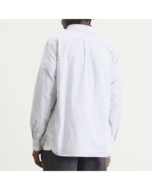Beams Plus White Tattersall Check Button Down Oxford Shirt for men