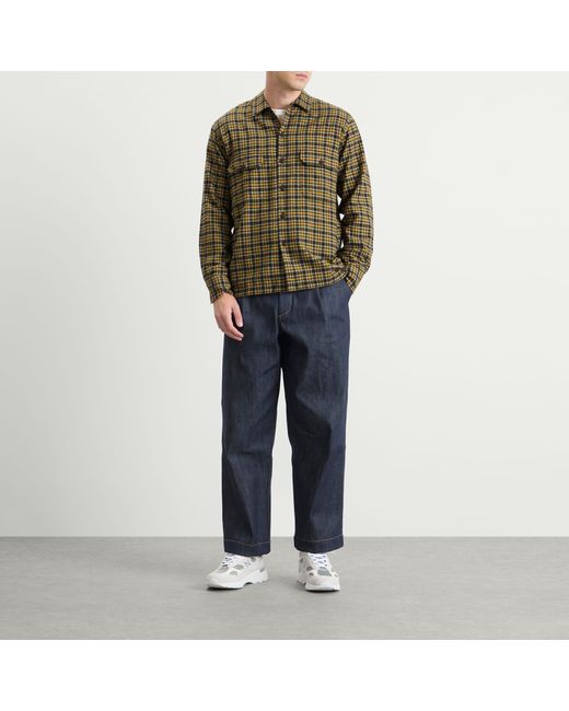 Universal Works Green Bang Check Utility Overshirt for men