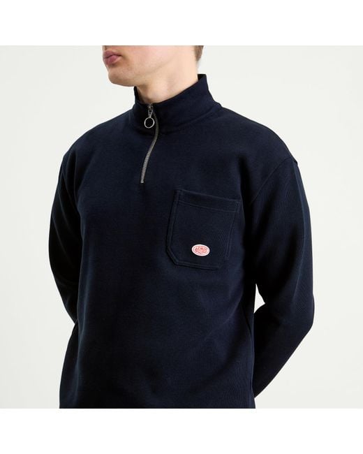 Armor Lux Blue Half Zip Pocket Sweatshirt for men