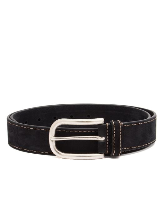 Andersons Black Stitch Trimmed Nubuck Leather Belt for men