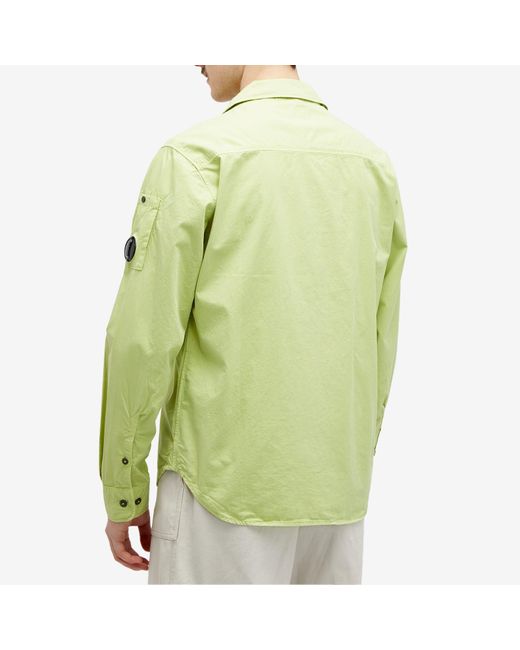 C P Company Green Gabardine Zipped Shirt for men