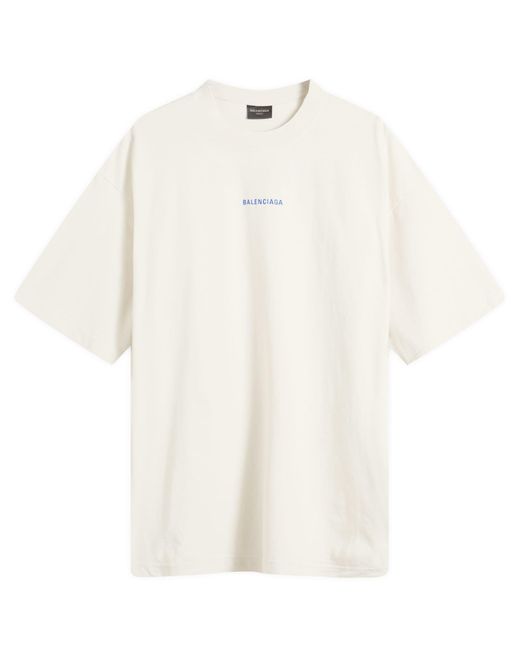 Balenciaga White Logo Back Dry Jersey Medium Fit T-Shirt for men