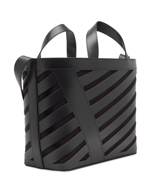 Off-White c/o Virgil Abloh Cut-out Diagonal Small Tote Bag in Black