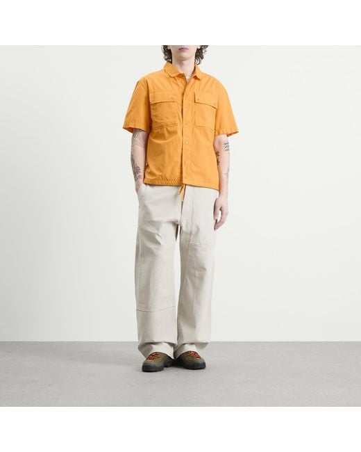 C P Company Yellow Ripstop Short Sleeve Overshirt for men