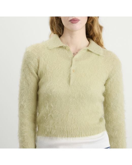 Auralee Green Mohair Knit Polo