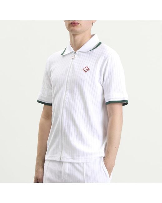 Casablanca White Velour Zip Up Shirt for men