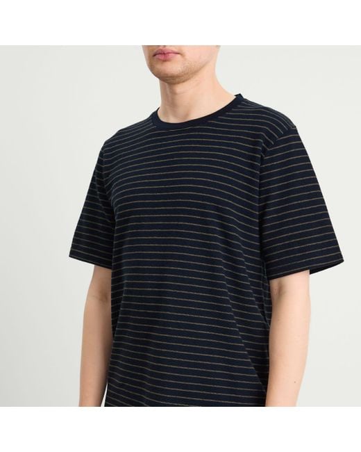 Folk Blue Textured Stripe T-Shirt for men