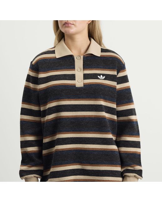 Adidas Black Striped Polo Knit Jumper