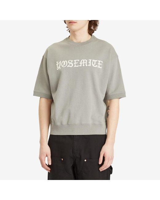 Beams Plus Gray Print Short Sleeve Sweat for men