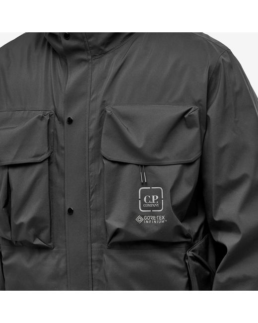 C P Company Black Gore-Tex Infinium 3L Hooded Jacket for men