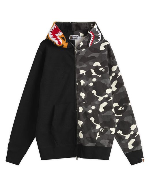 A Bathing Ape Black City Camo Tiger Shark Zip Hoodie for men
