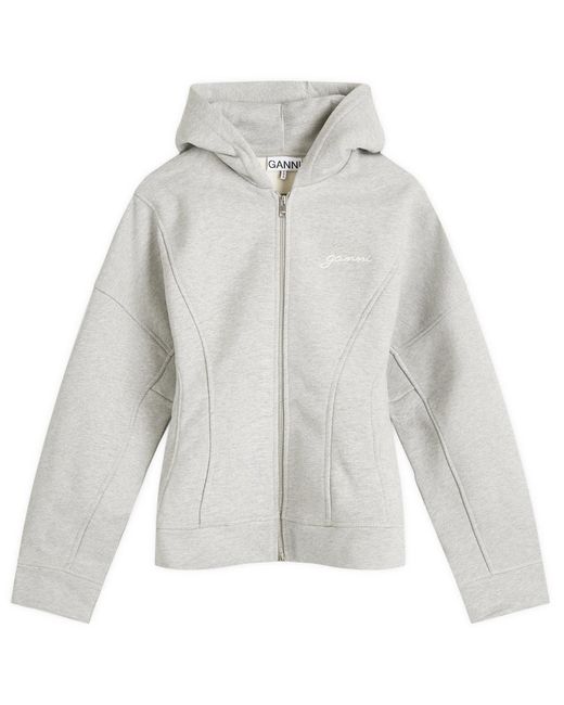 Ganni Gray Organic Cotton Zip Hoodie