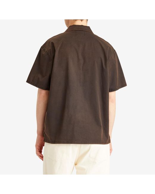 Represent Brown Script Camp Collar Shirt for men