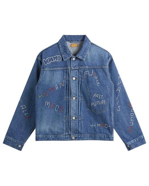 Human Made Blue Hand Stitched Denim Work Jacket for men
