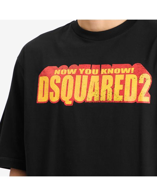 DSquared² Black 3D Logo Loose Fit T-Shirt for men