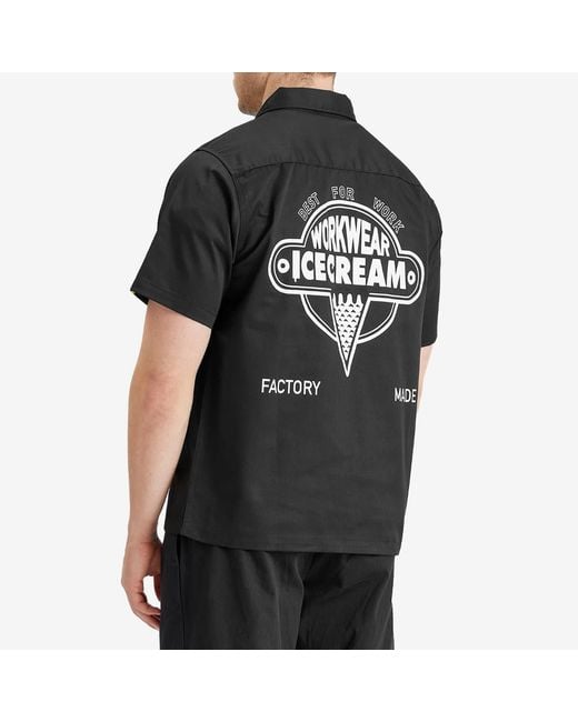 ICECREAM Black Quarter Zip Work Shirt for men
