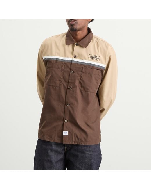 Neighborhood Brown Classic Work Bicolor Shirt for men